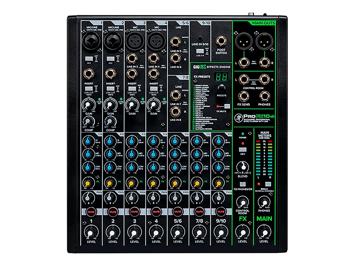 MIXER MACKIE PROFX10V3, 10 CANALES, INTERFAZ USB, FX 1