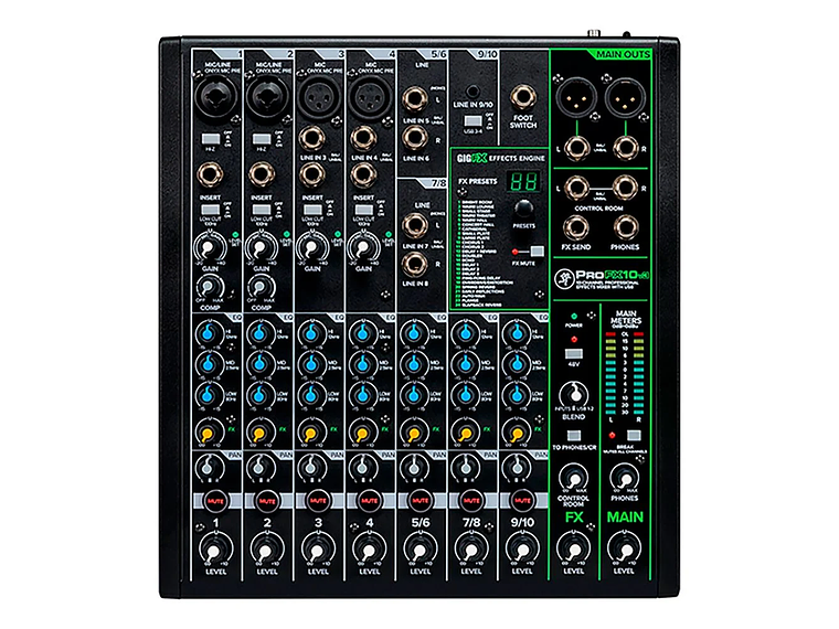 MIXER MACKIE PROFX10V3, 10 CANALES, INTERFAZ USB, FX 1