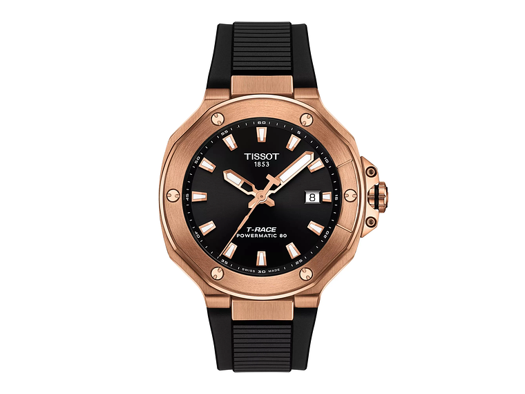 RELOJ DE PULSERA TISSOT T-RACE CHRONOGRAPH POWERMATIC 80 SILICONA ORO ROSA 1