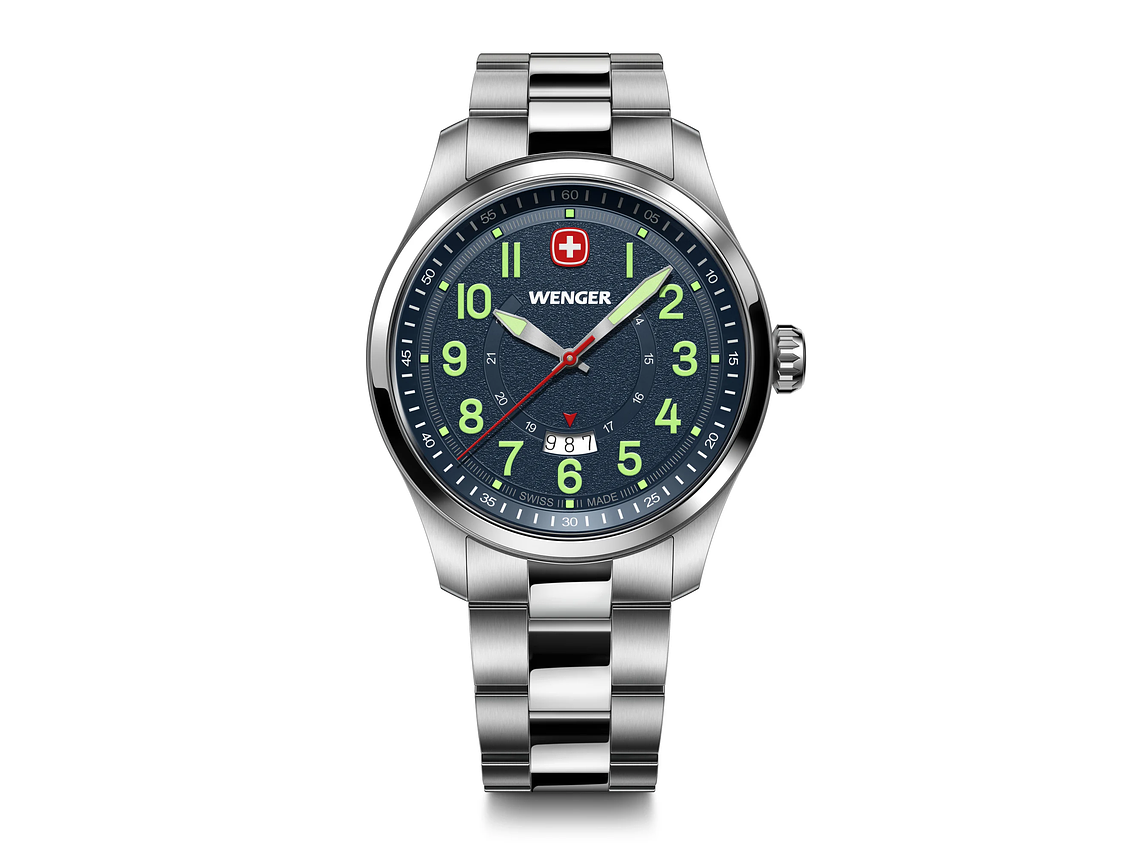 RELOJ WENGER HOMBRE TERRAGRAPH DIAL AZUL 43 MM CORREA ACERO 1