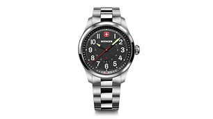 RELOJ WENGER HOMBRE TERRAGRAPH DIAL NEGRO 43 MM CORREA ACERO