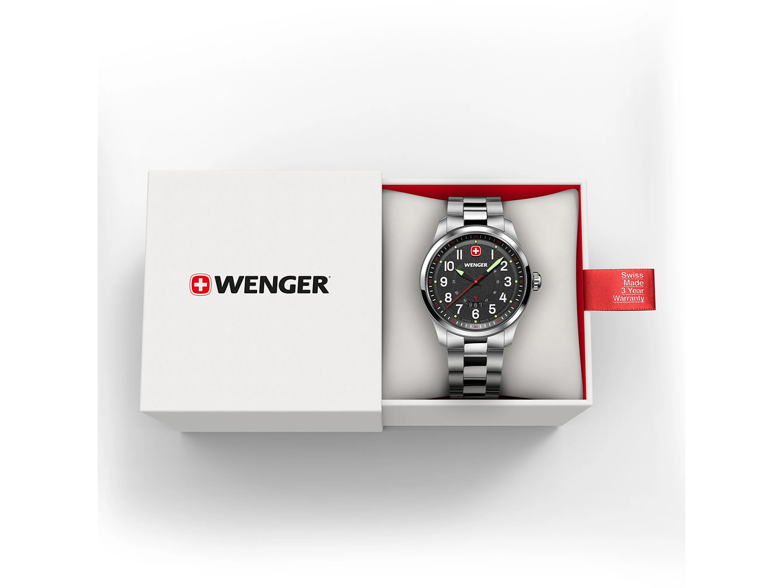 RELOJ WENGER HOMBRE TERRAGRAPH DIAL NEGRO 43 MM CORREA ACERO 3