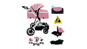 COCHE TRAVEL SYSTEM 4 EN 1 UK PRAM ROSA