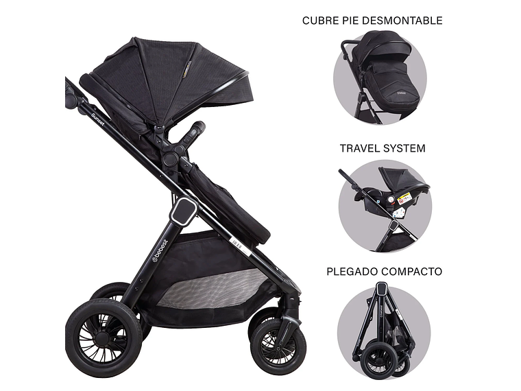 COCHE CUNA TRAVEL SYSTEM ISOFIX SUNSET PREMIUM NEGRO BEBESIT 8
