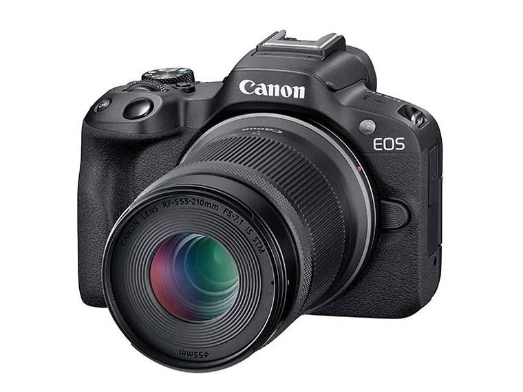 CÁMARA MIRRORLESS CANON R50 4K UHD 24.2 MP+ LENTE 18-45 + LENTE 55-210 2