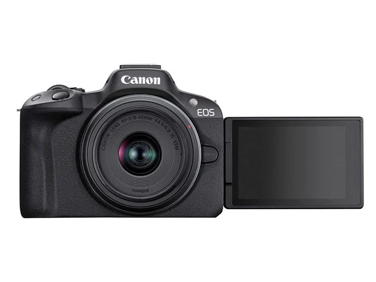 CÁMARA MIRRORLESS CANON R50 4K UHD 24.2 MP+ LENTE 18-45 + LENTE 55-210 4