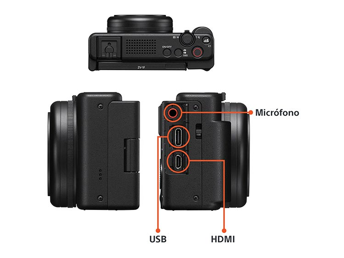 CÁMARA VÍDEO DEPORTIVA SONY ZV-1F WI-FI BLUETOOTH 20.1 MP VIDEOBLOGS 5