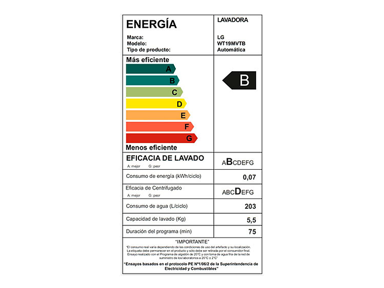 LAVADORA LG 19 KG CARGA SUPERIOR SMART MOTION WT19MVTB 5