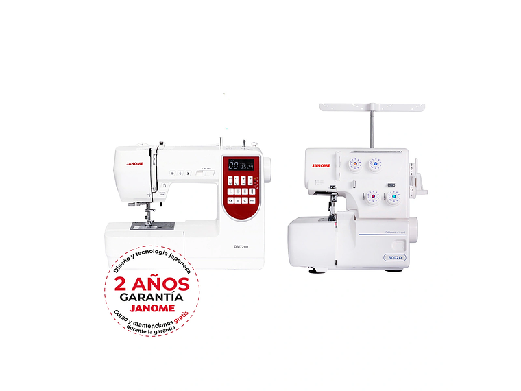 COMBO JANOME MÁQUINA DE COSER DM7200 + OVERLOCK 8002D 3