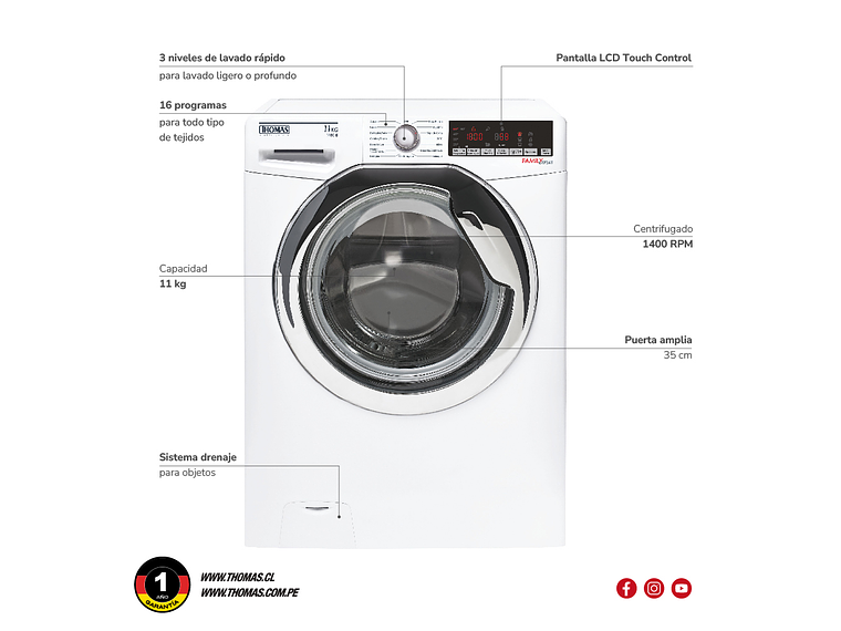 LAVADORA CARGA FRONTAL 11 KG 2