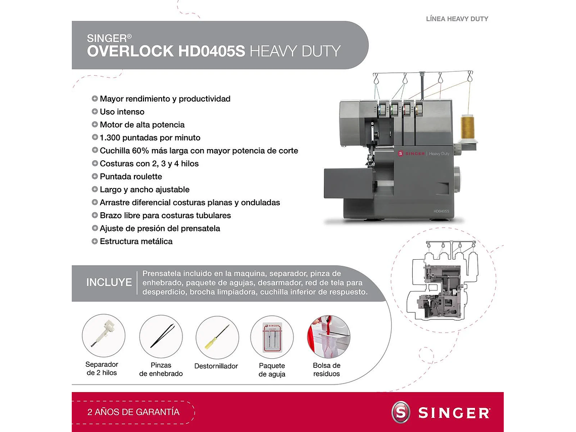 COSER CON PRECISION: MAQUINA OVERLOCK SINGER HD0405S PORTATIL 8