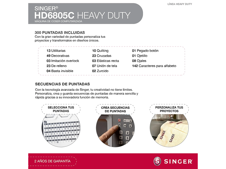 MÁQUINA DE COSER SINGER HEAVY DUTY HD6805C COMPUTARIZADA 8
