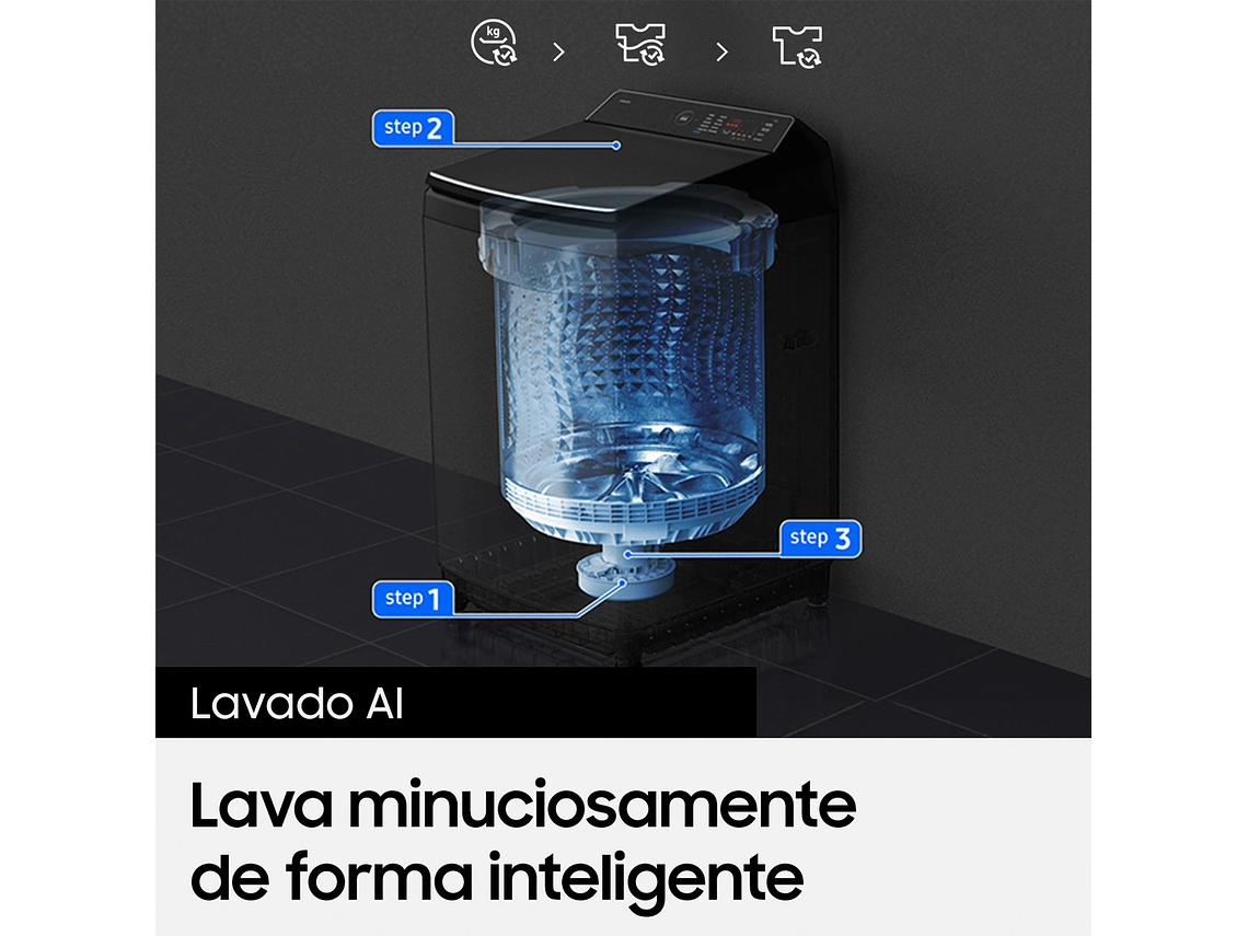 LAVADORA CARGA SUPERIOR SAMSUNG WA80F21S8BZS BE SPOKE 21KG NEGRO 6