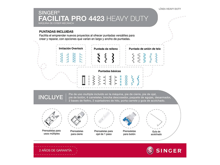 MÁQUINA DE COSER PORTÁTIL SINGER 4423, FUNCIÓN AUTOMÁTICA 6
