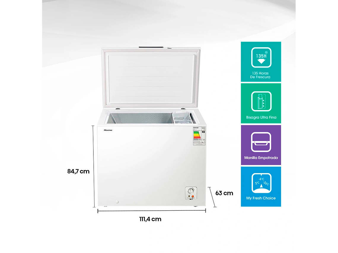 FREEZER HORIZONTAL HISENSE 297 L FRÍO DIRECTO FC-39DT BLANCO 3