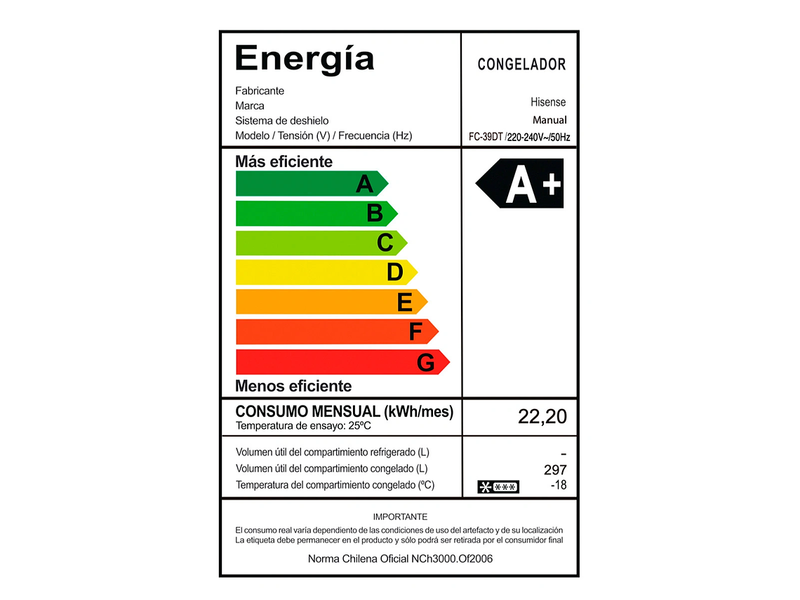 FREEZER HORIZONTAL HISENSE 297 L FRÍO DIRECTO FC-39DT BLANCO 8