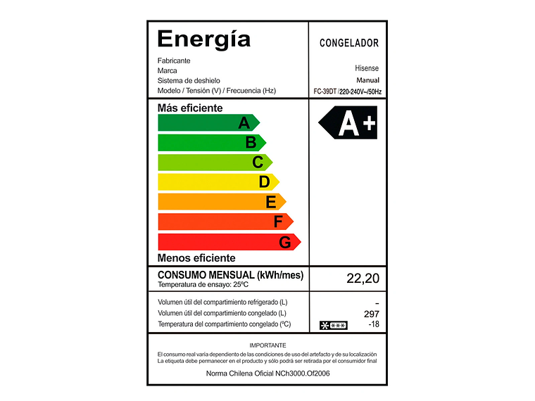 FREEZER HORIZONTAL HISENSE 297 L FRÍO DIRECTO FC-39DT BLANCO 8