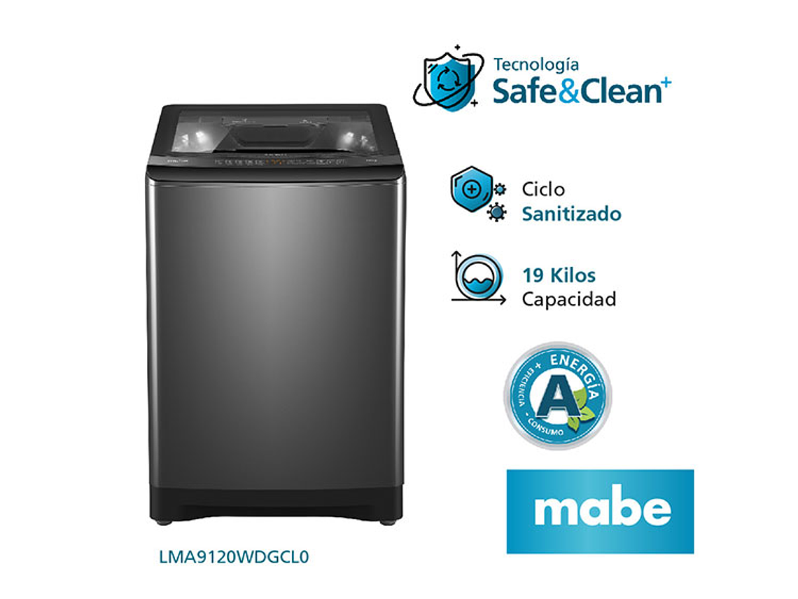 LAVADORA CARGA SUPERIOR MABE LMA9120WDGCL0 19KG GRAFITO 1