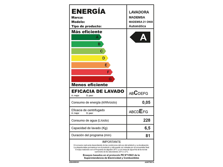 LAVADORA AUTOMÁTICA MADEMSA 21KG CARGA SUPERIOR 21 GRIS ONIX 6