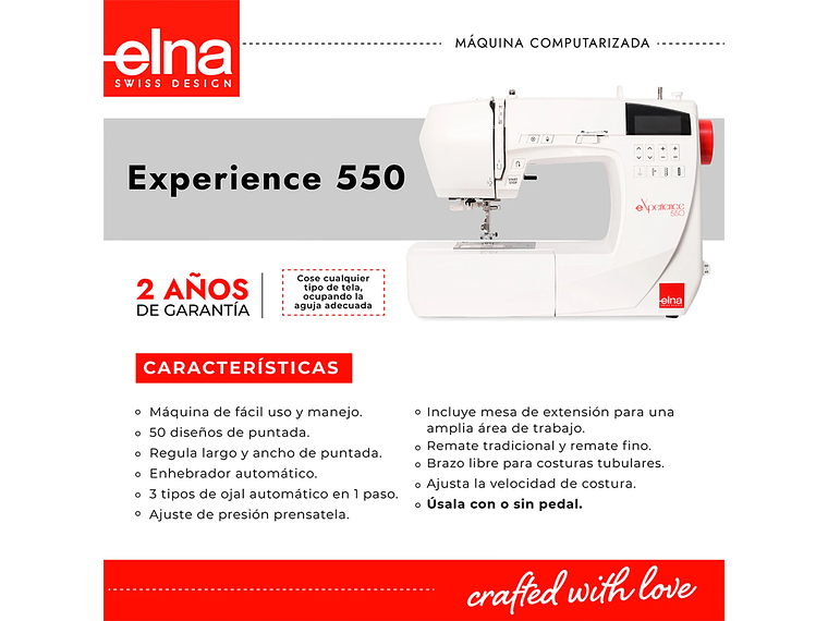 MAQUINA DE COSER JANOME COMPUTARIZADA ELNA EXPERIENCE 550 3