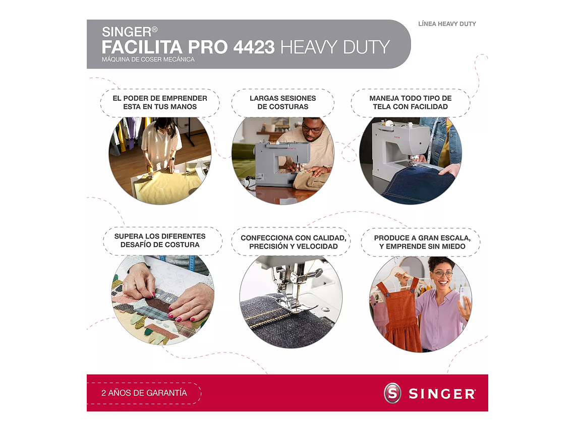 MÁQUINA DE COSER RECTA SINGER FACILITA PRO 4423 HEAVY DUTY PORTABLE GRIS 220V - 240V 2