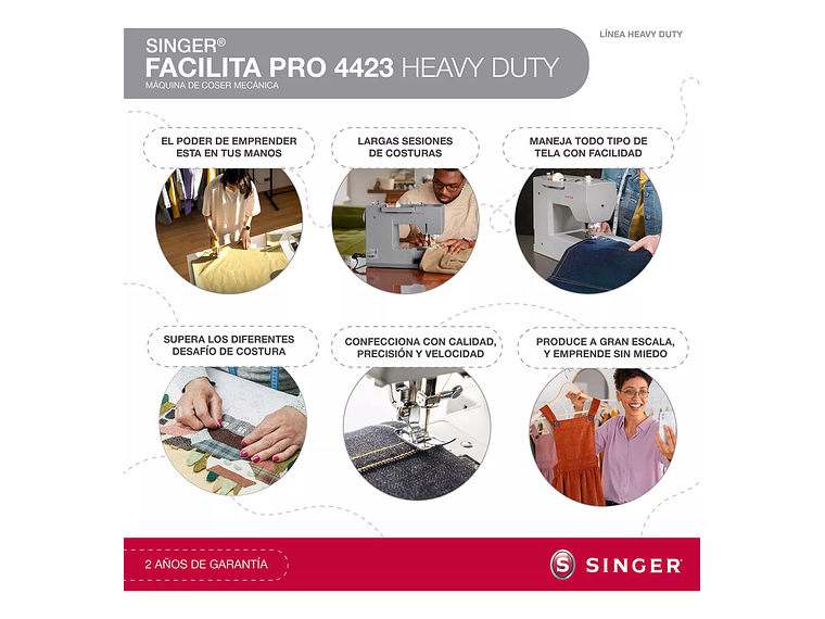 MÁQUINA DE COSER RECTA SINGER FACILITA PRO 4423 HEAVY DUTY PORTABLE GRIS 220V - 240V 2