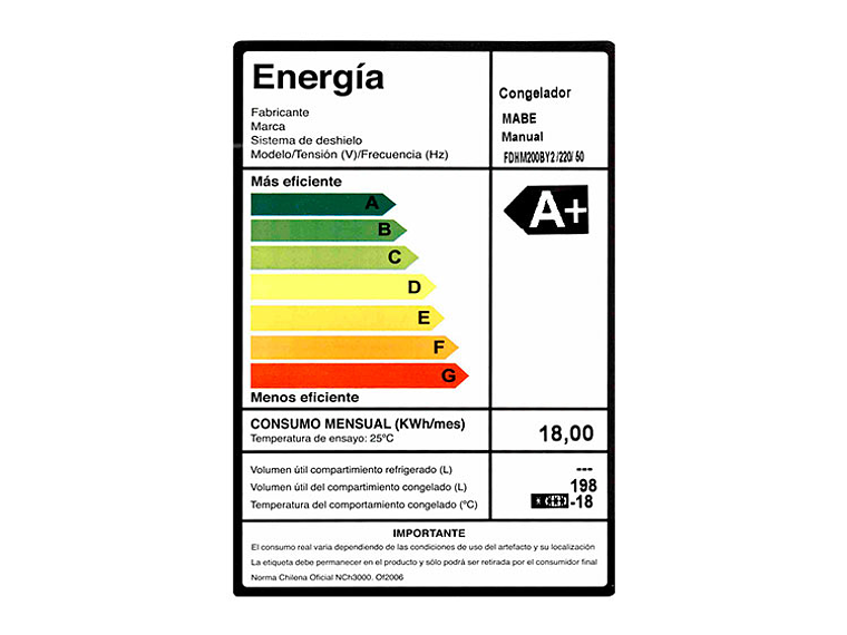 FREEZER MABE 198 L DUAL FDHM200BY2 BLANCO 5