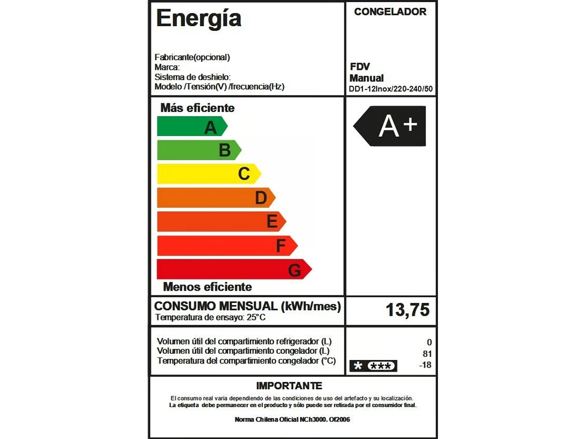 FREEZER BAJO CUBIERTA ELEGANCE 81 LTS FD 3