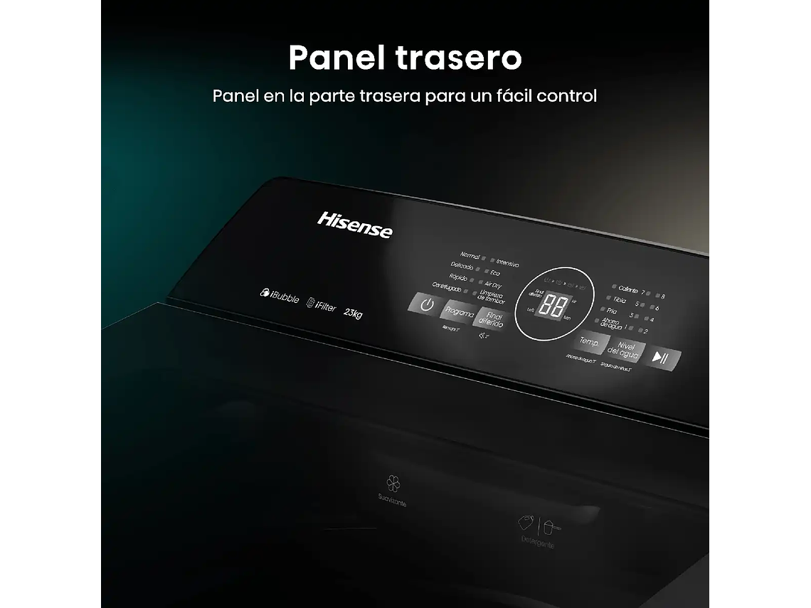 LAVADORA CARGA SUPERIOR HISENSE WT3I2323UT 23KG GRAFITO 2