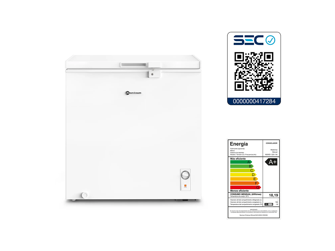 CONGELADOR FREEZER HORIZONTAL 198L FRÍO DIRECTO M200D 8