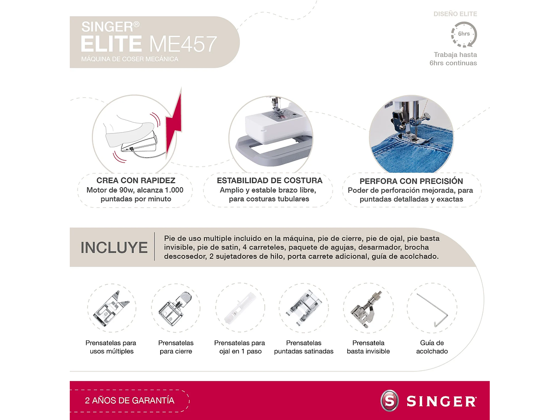 MÁQUINA DE COSER SINGER ELITE ME457 4