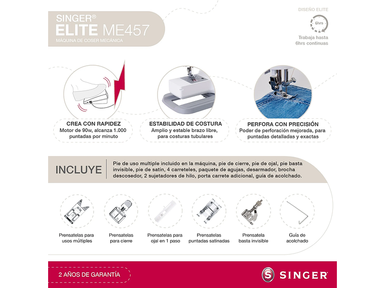 MÁQUINA DE COSER SINGER ELITE ME457 4