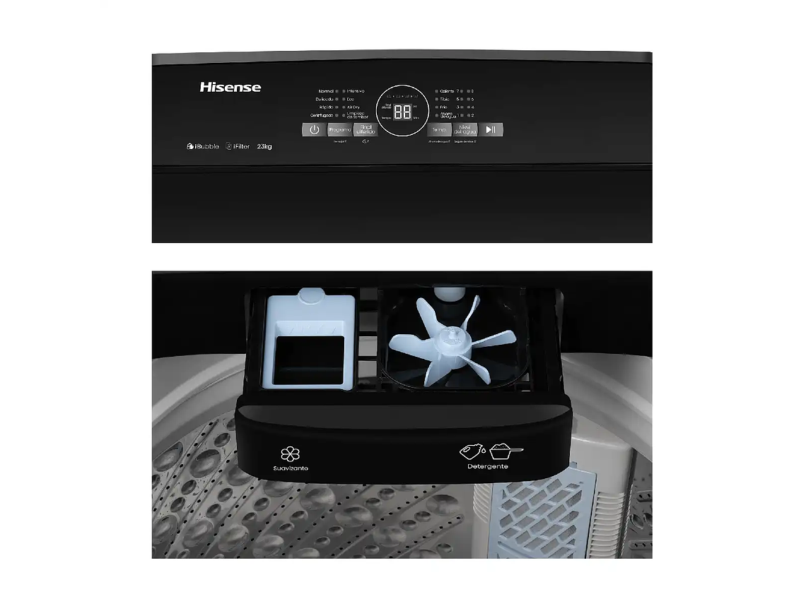 LAVADORA CARGA SUPERIOR HISENSE WT3I2323UT 23KG GRAFITO 4