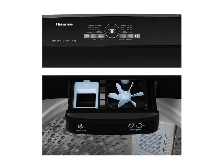 LAVADORA CARGA SUPERIOR HISENSE WT3I2323UT 23KG GRAFITO 4