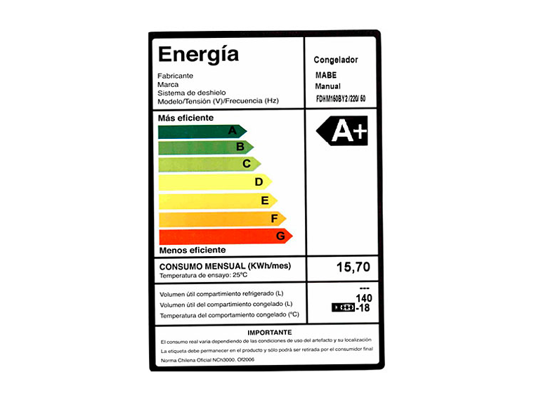 FREEZER MABE 142 L DUAL FDHM150BY2 BLANCO 5