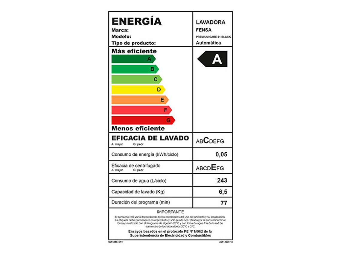 LAVADORA CARGA SUPERIOR FENSA PREMIUM CARE 21 21KG NEGRO 2