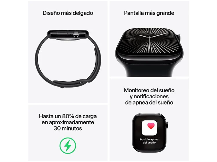 APPLE WATCH S10 ALUMINIO 46MM SPORT BAND M/L NEGRO 2