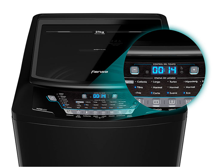 LAVADORA CARGA SUPERIOR FENSA PREMIUM CARE 21 21KG NEGRO 7