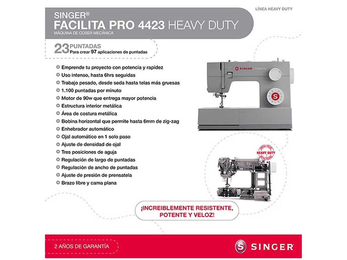 MÁQUINA DE COSER SINGER FACILITA PRO 4423 HEAVY DUTY 9