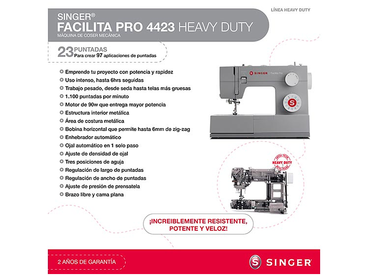 MÁQUINA DE COSER SINGER FACILITA PRO 4423 HEAVY DUTY 9