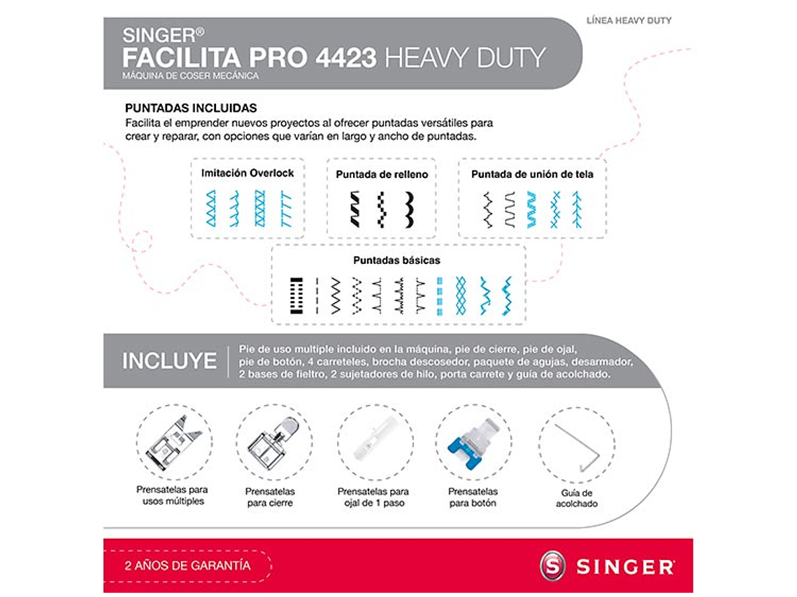 MÁQUINA DE COSER SINGER FACILITA PRO 4423 HEAVY DUTY 10
