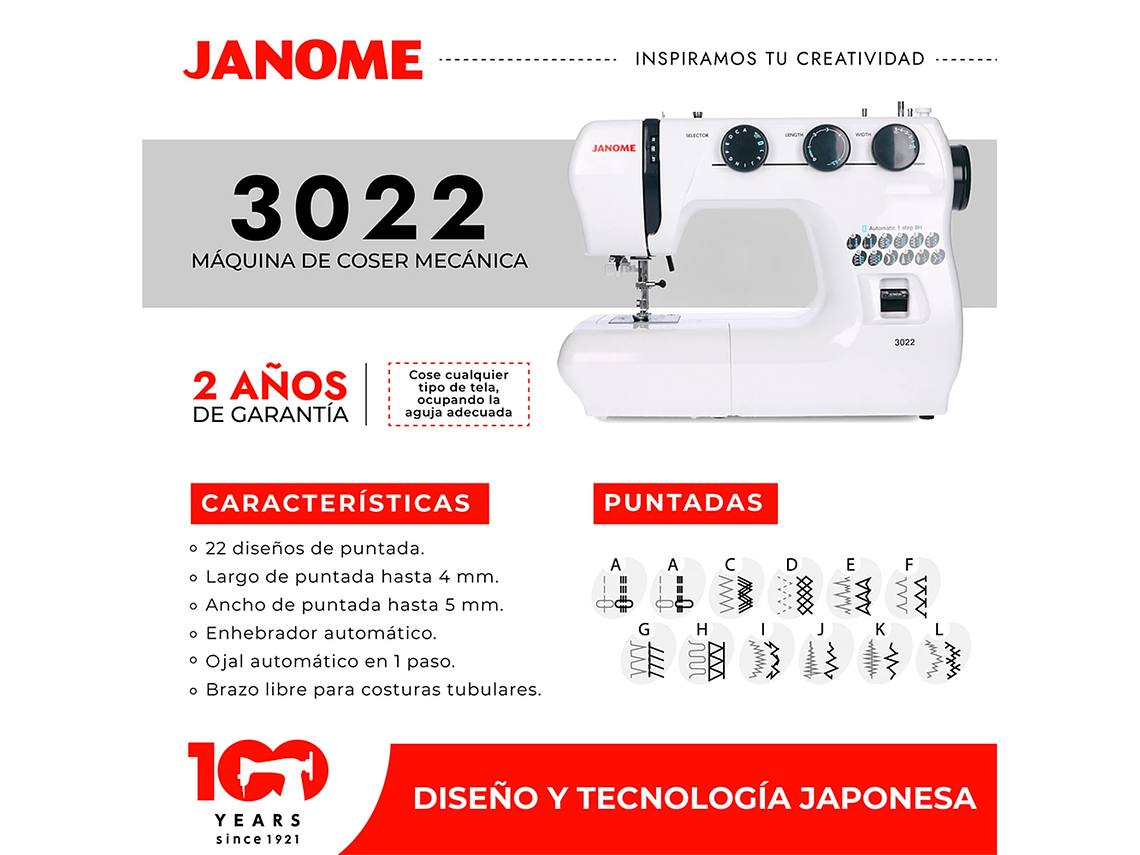 MAQUINA DE COSER JANOME 3022 3
