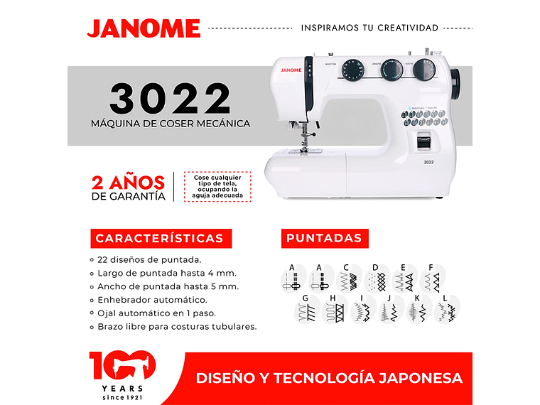 MAQUINA DE COSER JANOME 3022 3