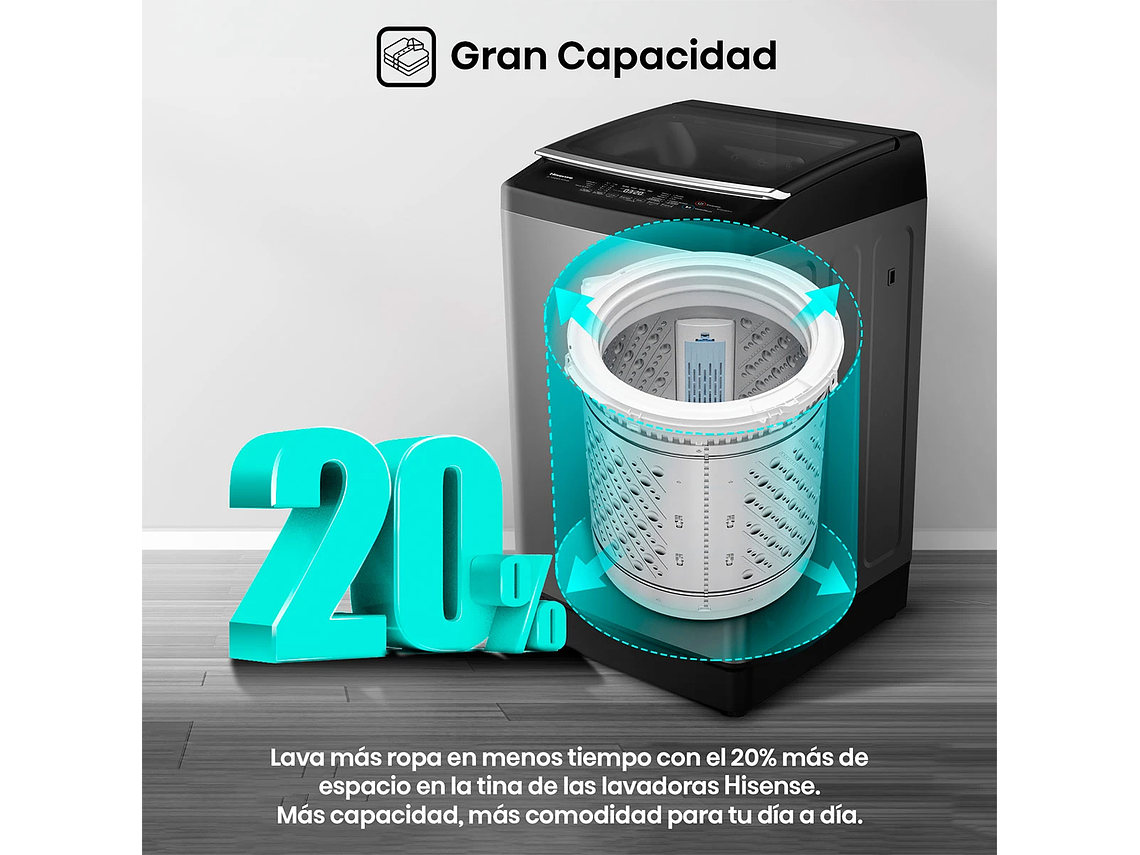 LAVADORA CARGA SUPERIOR HISENSE WT3J1323UT 13KG GRIS 6