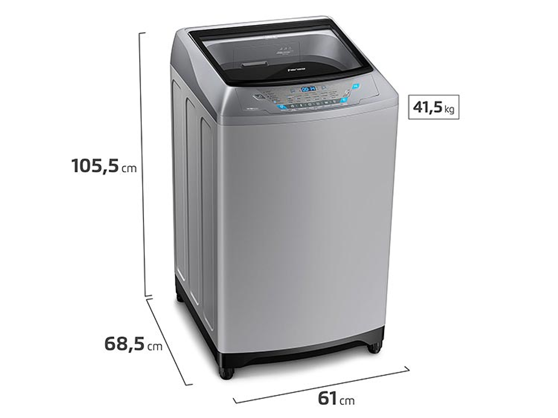 LAVADORA CARGA SUPERIOR FENSA PREMIUM CARE 18 SZ 18KG PLATA 3