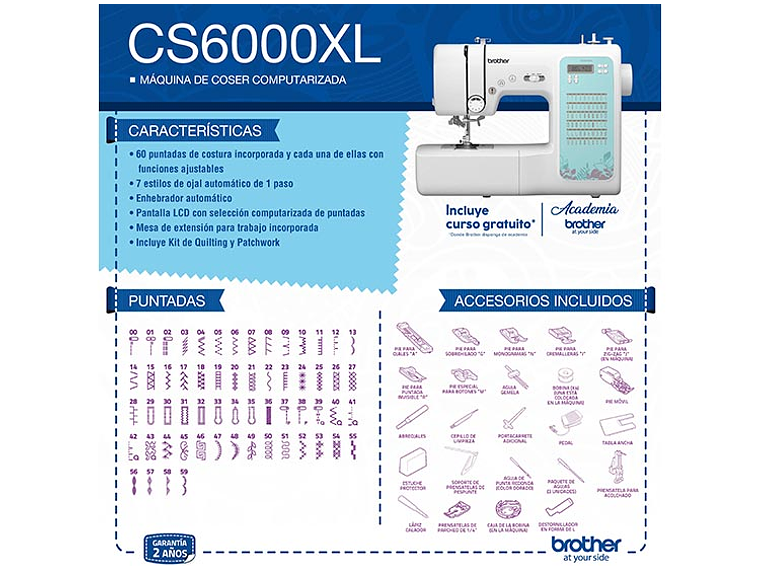 MÁQUINA DE COSER COMPUTARIZADA BROTHER CS6000XL 4