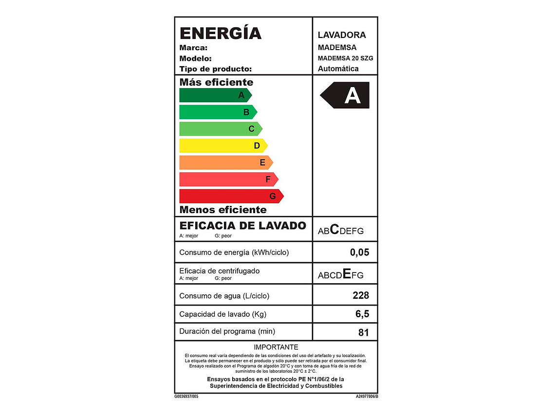 LAVADORA CARGA SUPERIOR MADEMSA 20 SZG 20KG GRIS 7