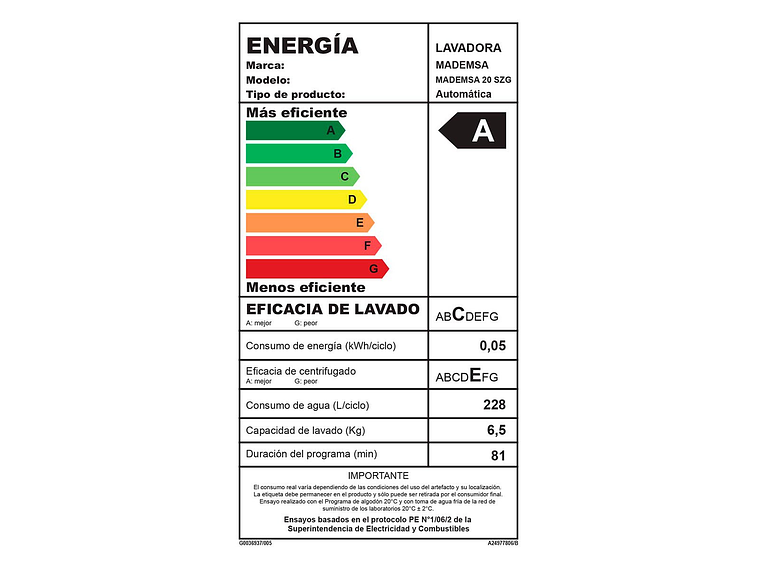 LAVADORA CARGA SUPERIOR MADEMSA 20 SZG 20KG GRIS 7
