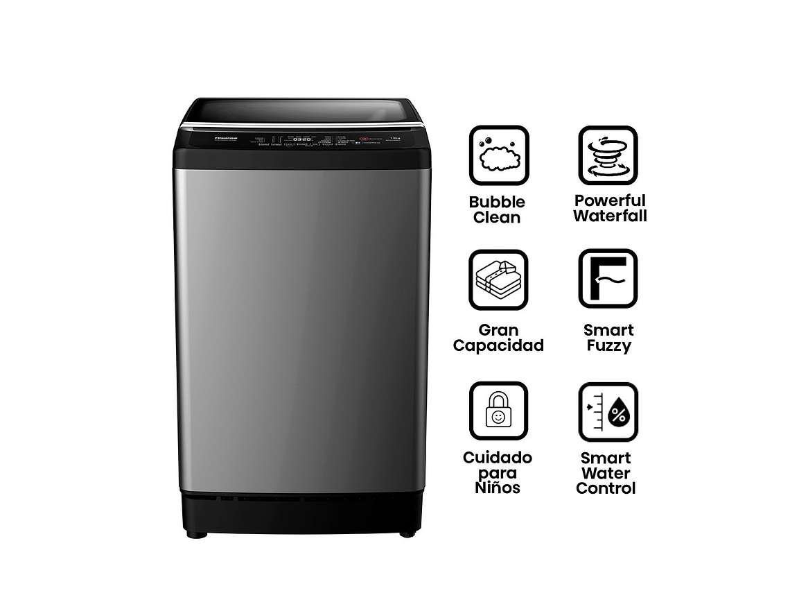 LAVADORA CARGA SUPERIOR HISENSE WT3J1323UT 13KG GRIS 9