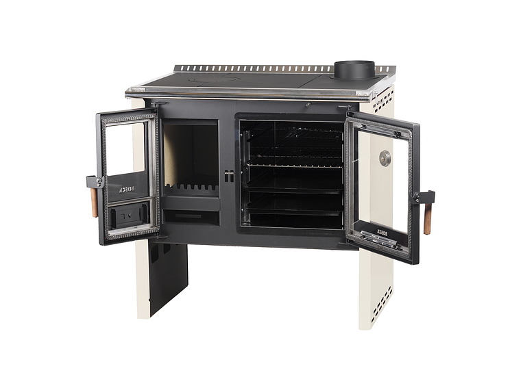 PACK COCINA A LEÑA BOSCA HESTIA 90 CREMA + KIT BASE 6